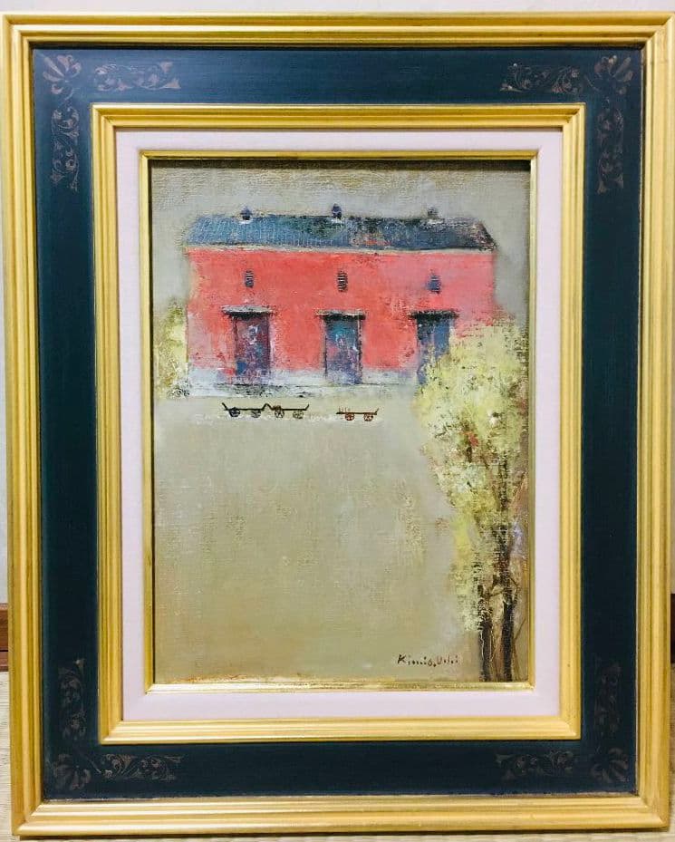 小さな赤い倉庫　油絵　F4(242×333mm)