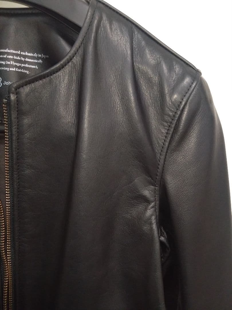 美品 Johnbull ノーカラー レザージャケット　Ｓ