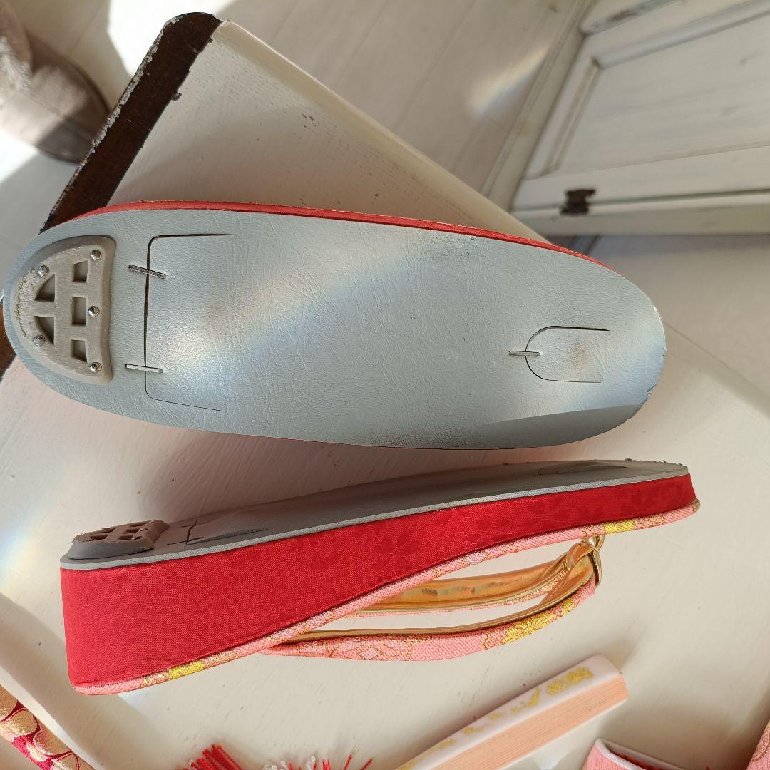 新品☆クリーム色に大きな椿の花模様が素敵な着物に作り帯☆七五三フルセット