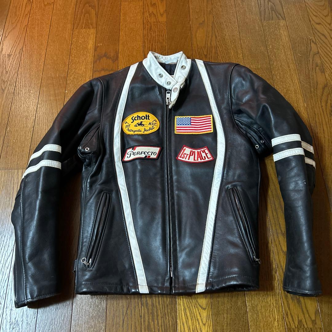 USA製schottレーシングレザーライダース34ショットvansonバンソン