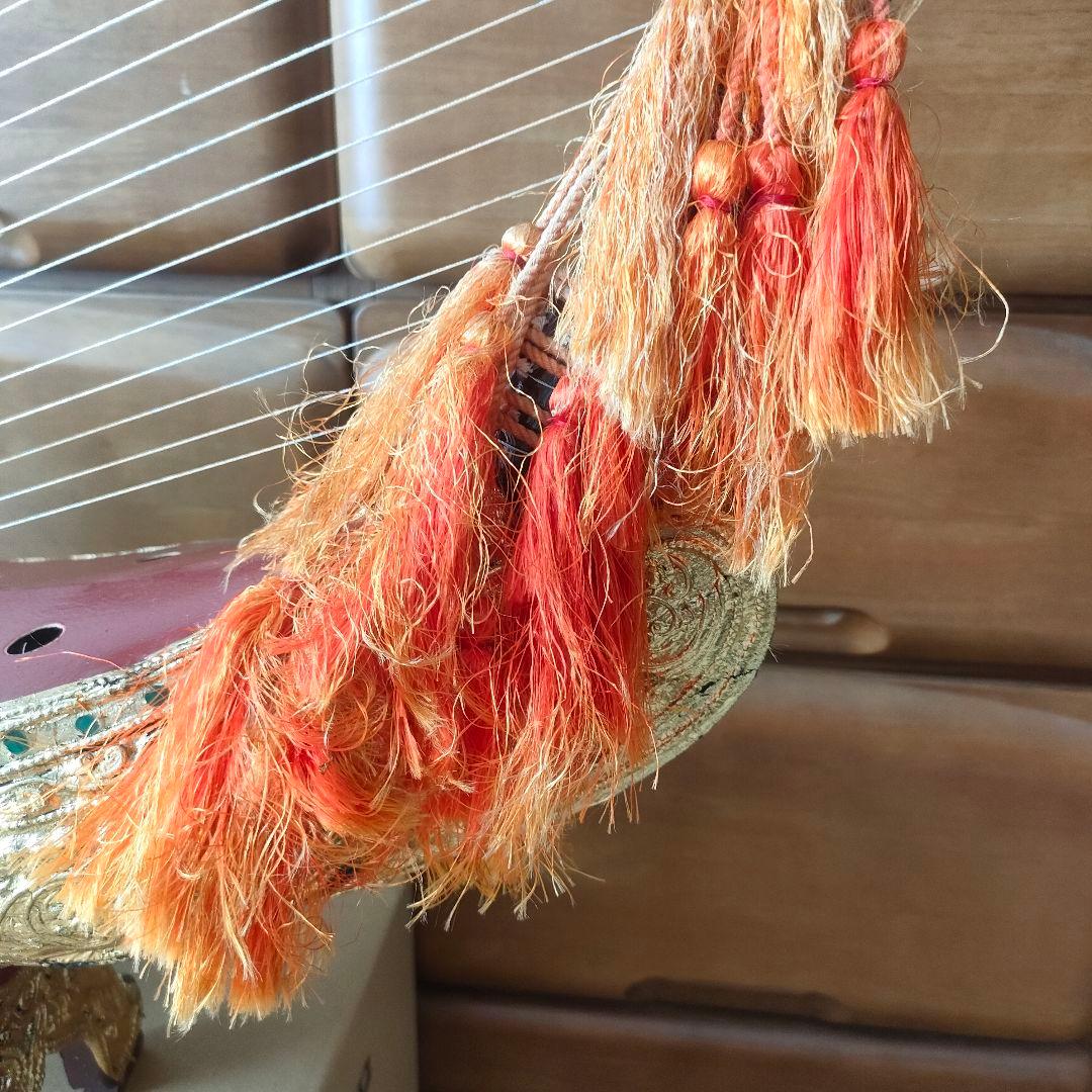 ハープ 竪琴 アジア民族楽器 オブジェ インテリア雑貨 アンティーク弦楽器 伝統