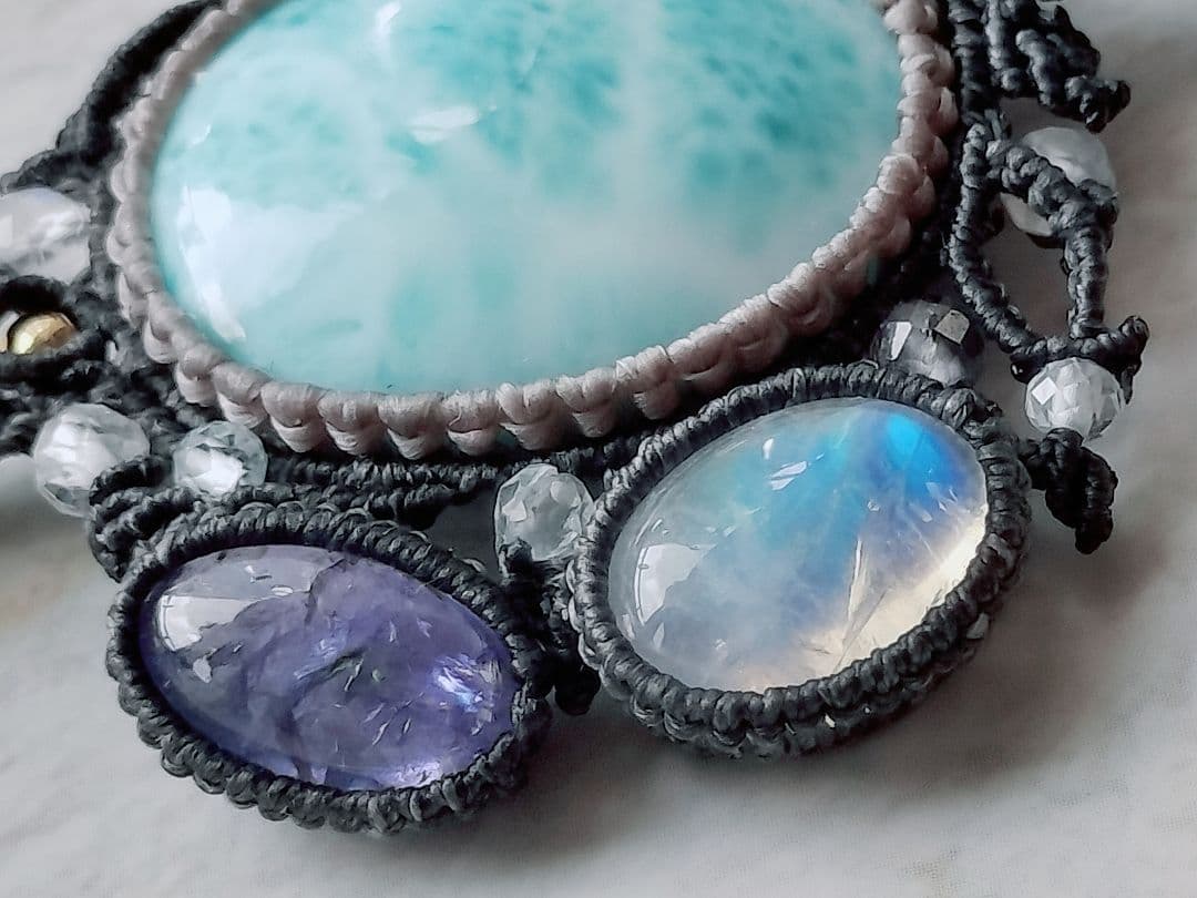 ラリマーマクラメネックレス✼碧音✼