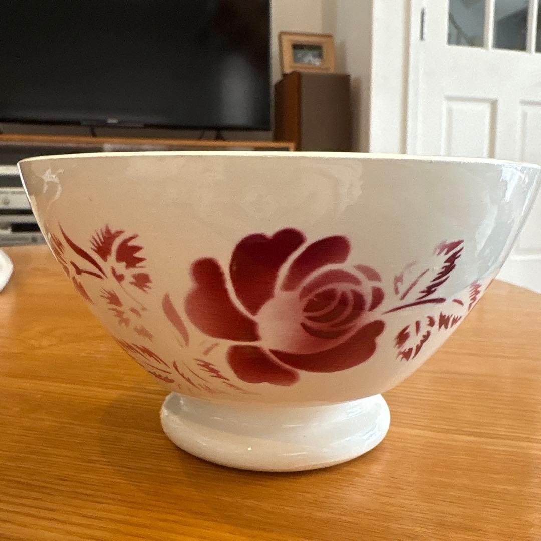 ディゴワンDigoin フランスアンティーク/カフェオレボール 赤 ローズ