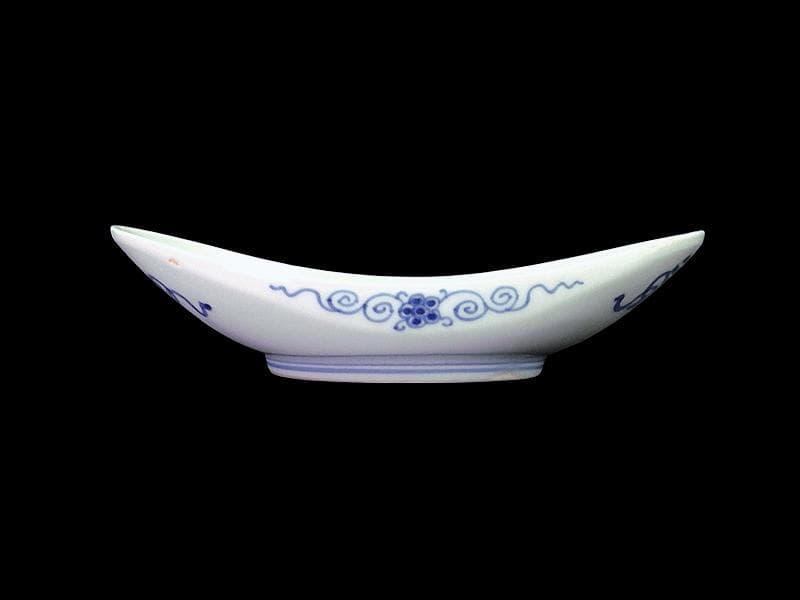 古伊万里　石榴に桜の図　舟形変形皿　AS-CVx
