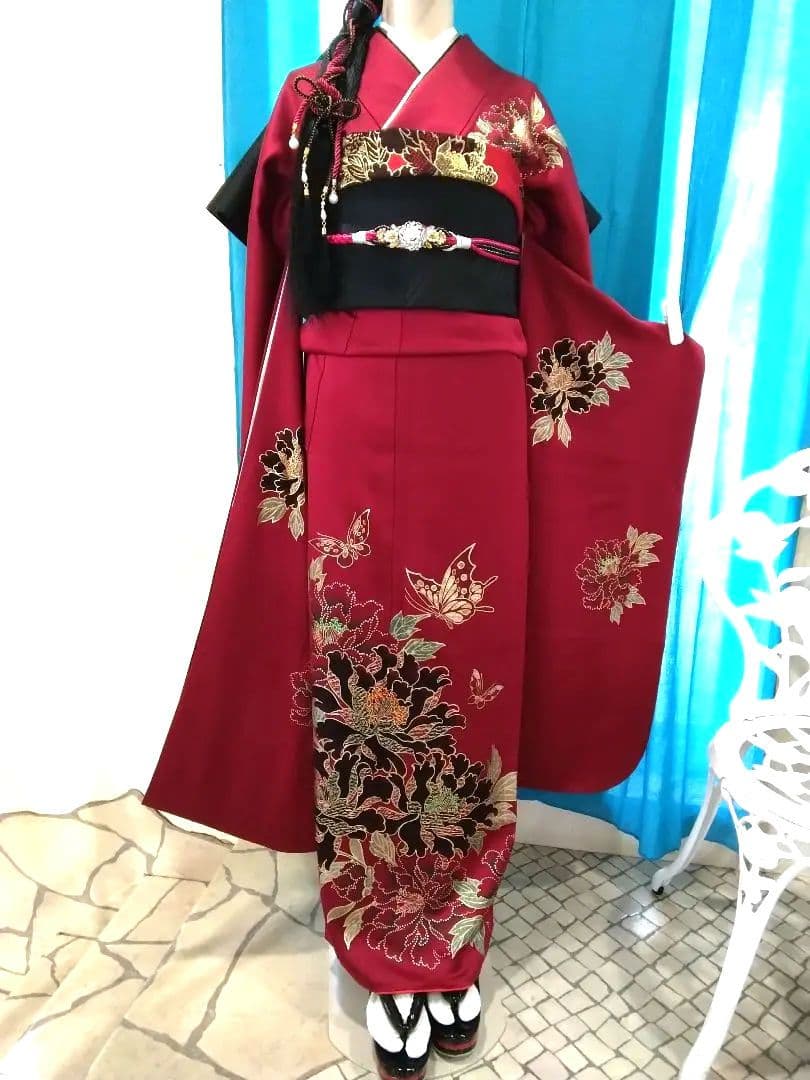 振袖フルセット、正絹振袖成人式、重ね衿、、西陣京の袋帯、襦袢