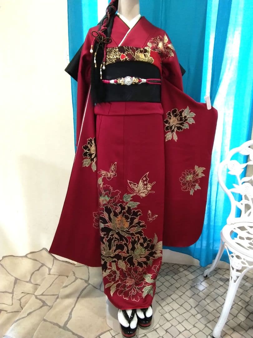 振袖フルセット、正絹振袖成人式、重ね衿、、西陣京の袋帯、襦袢