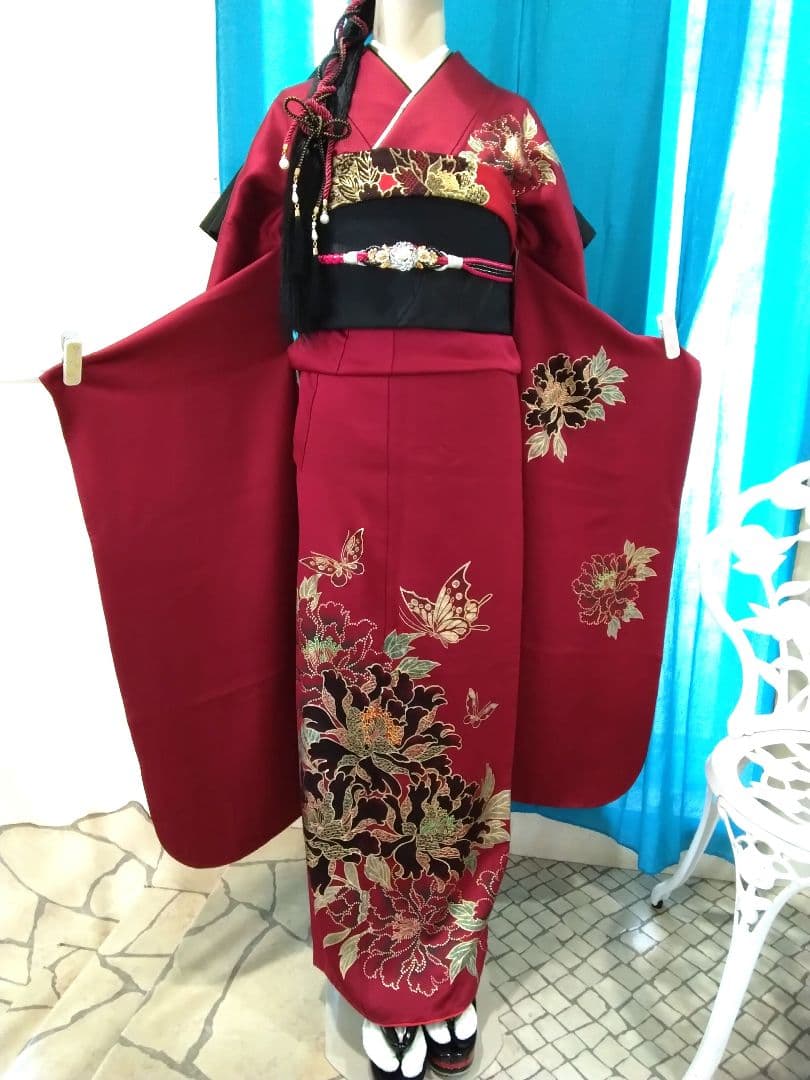 振袖フルセット、正絹振袖成人式、重ね衿、、西陣京の袋帯、襦袢