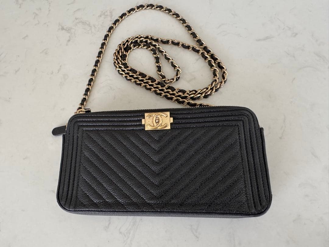 CHANEL✴︎BOY✴︎チェーンウォレット✴︎キャビアスキン ✴︎ブラック✴︎美品