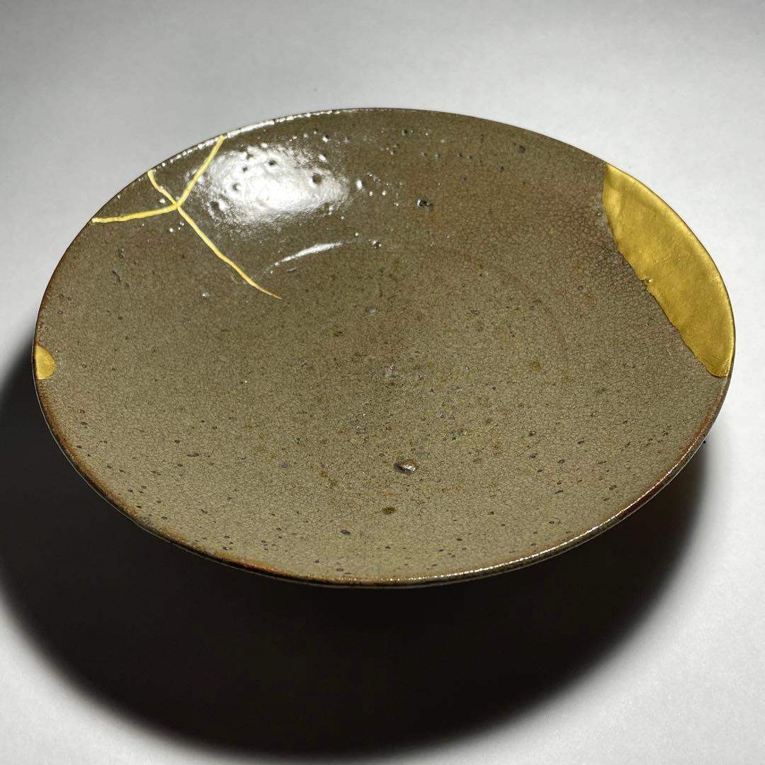 ◆素晴らしい金継ぎ 古唐津平茶碗 無地 伝世 桃山時代〜江戸時代初期 茶道具◆