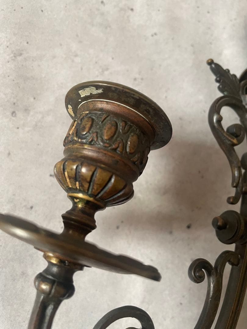 フランスアンティーク♪装飾刻印 キャンドルスタンド 3灯金属製