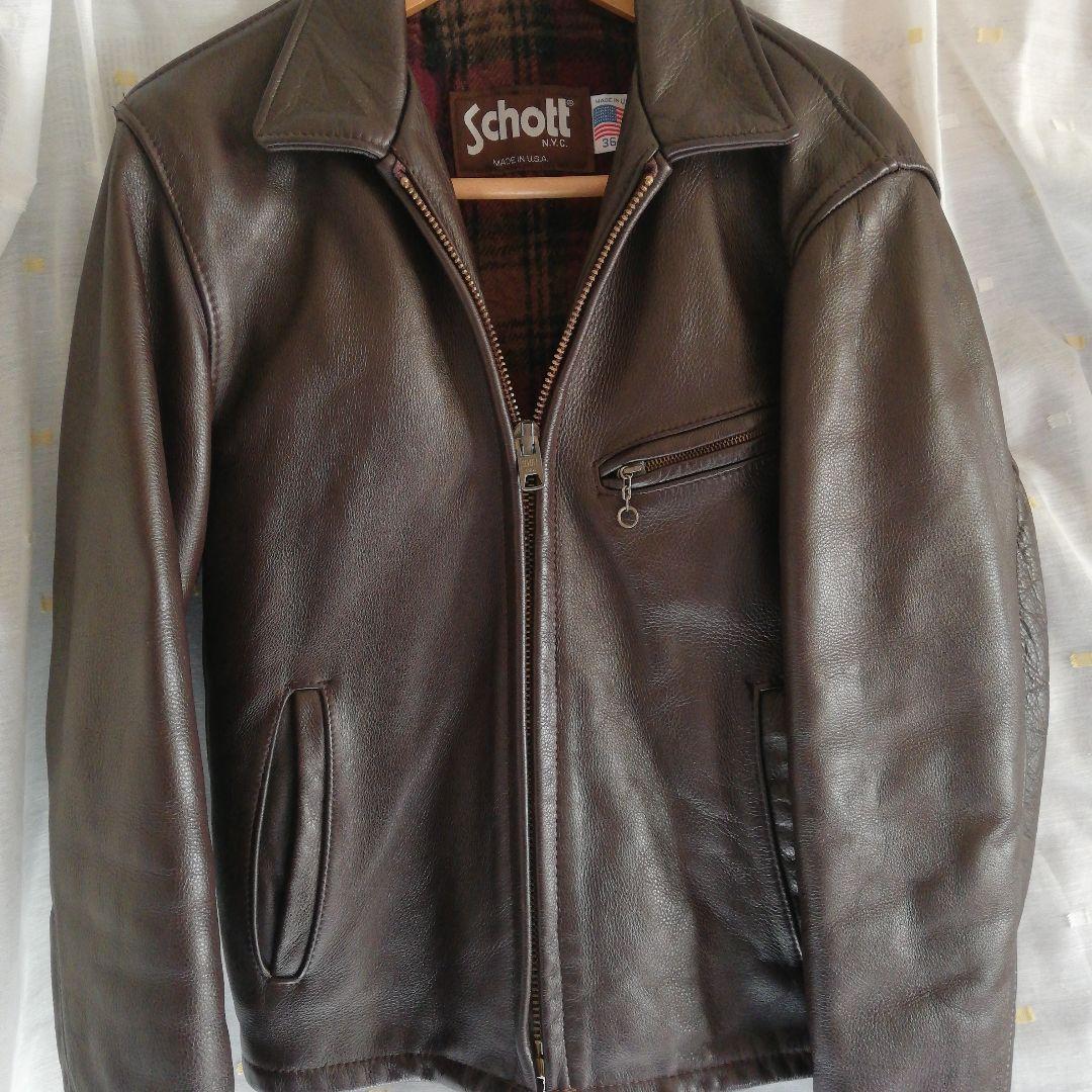 Schott 681ブラウン36  ライダースJK