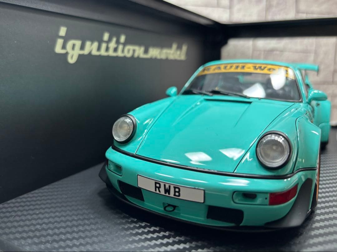 1／18ミニカー イグニッションモデル　ポルシェRWB964ライトブルー【新品】