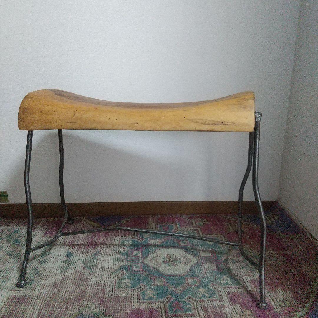 ナチュラルウッドスツール 天然木アイアン スツール ベンチ 椅子 チェア 飾り台