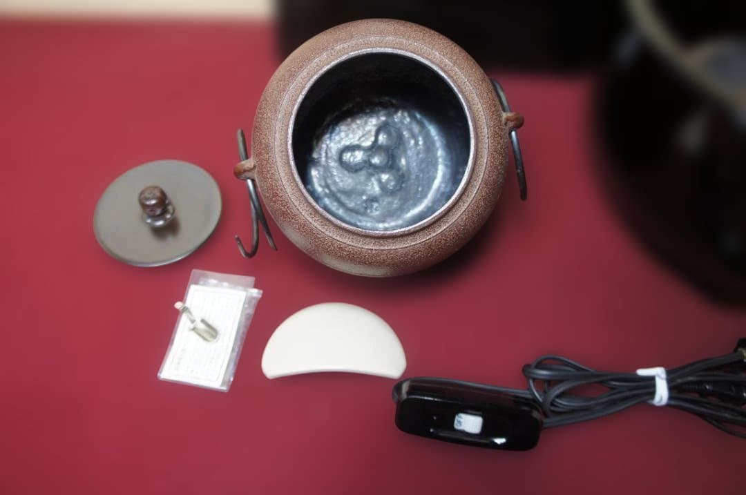 ☆ 創巧野々田 真塗風 炉(紅鉢型)400w電熱器 在銘 棗釜他フルセット送料込