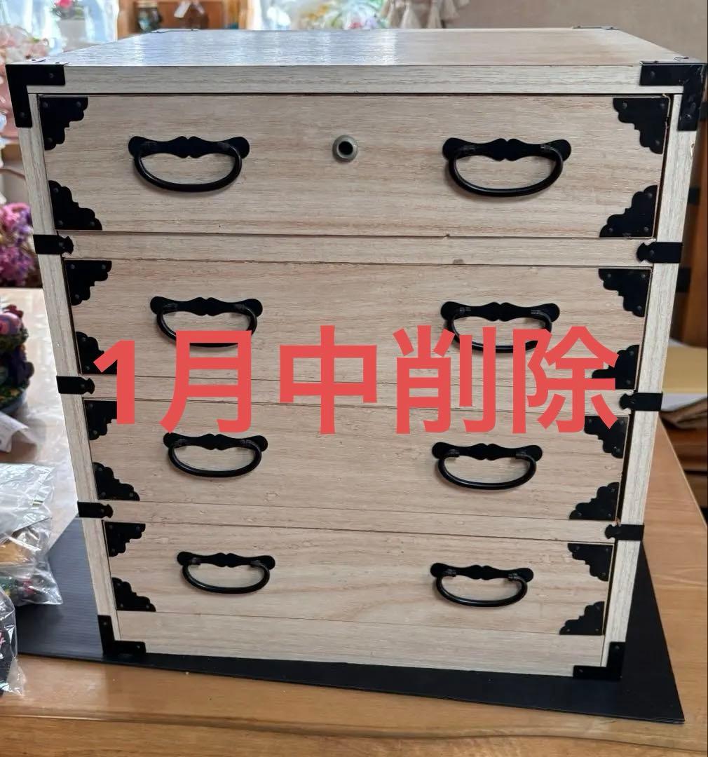 SALE❣️未使用ビンテージ！時代物！木製引き出し式箪笥 隠し引き出し 鍵付き
