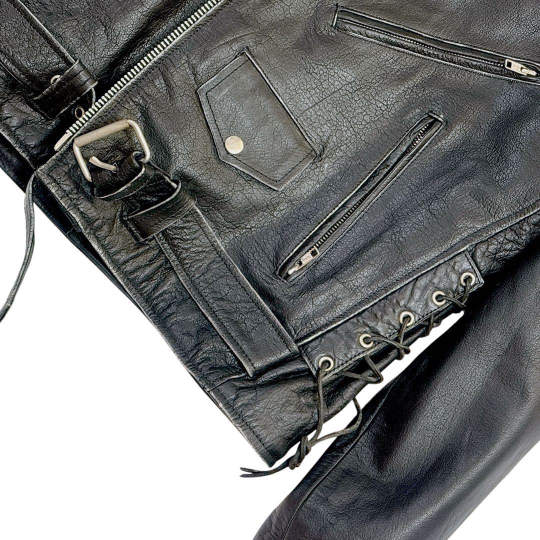 古着　美品　スカル　xelement ダブル　ライダースジャケット　L