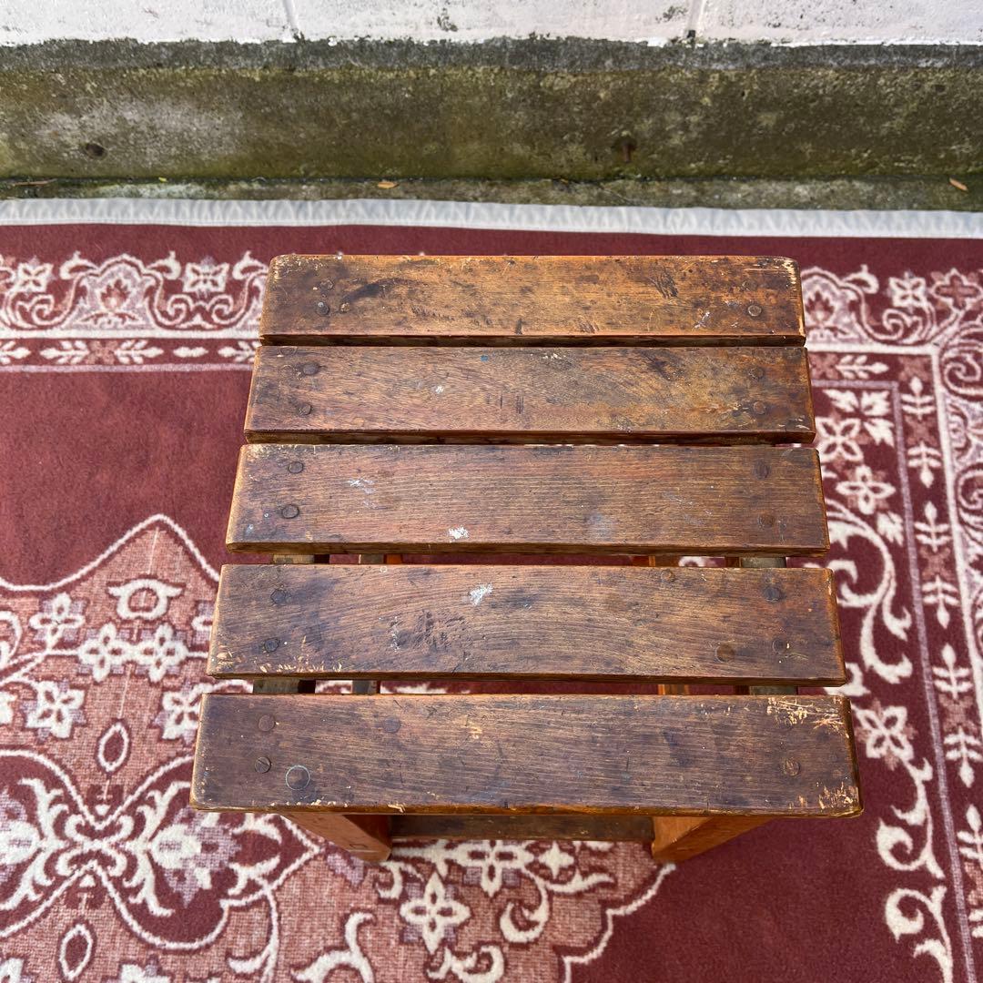 アンティーク 古家具◾️木製無垢材 スクエア型 スツール サイドテーブル 飾り台