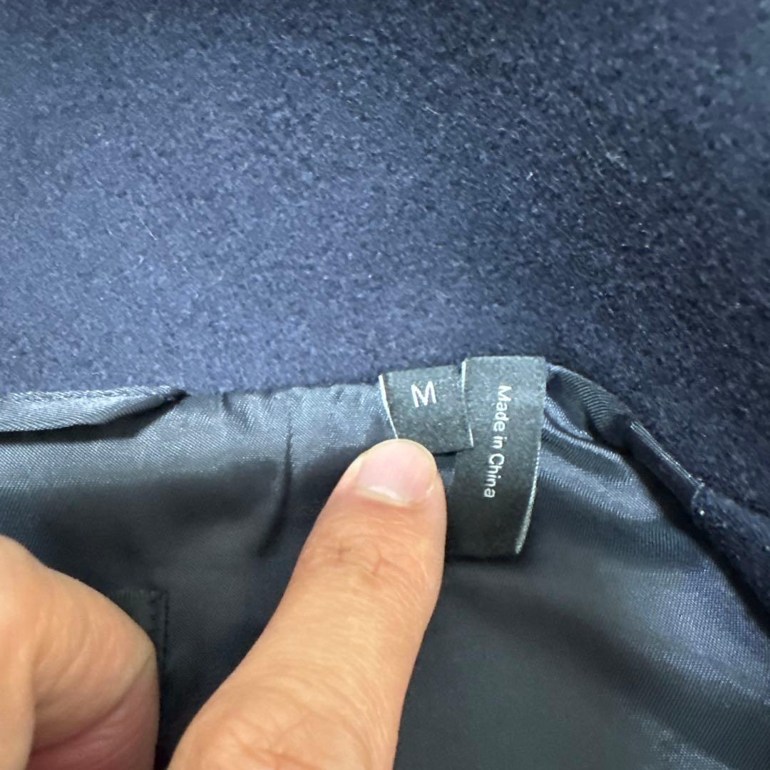 06 美品　セオリー　theory スタンドカラーコート　ネイビー　M カシミア