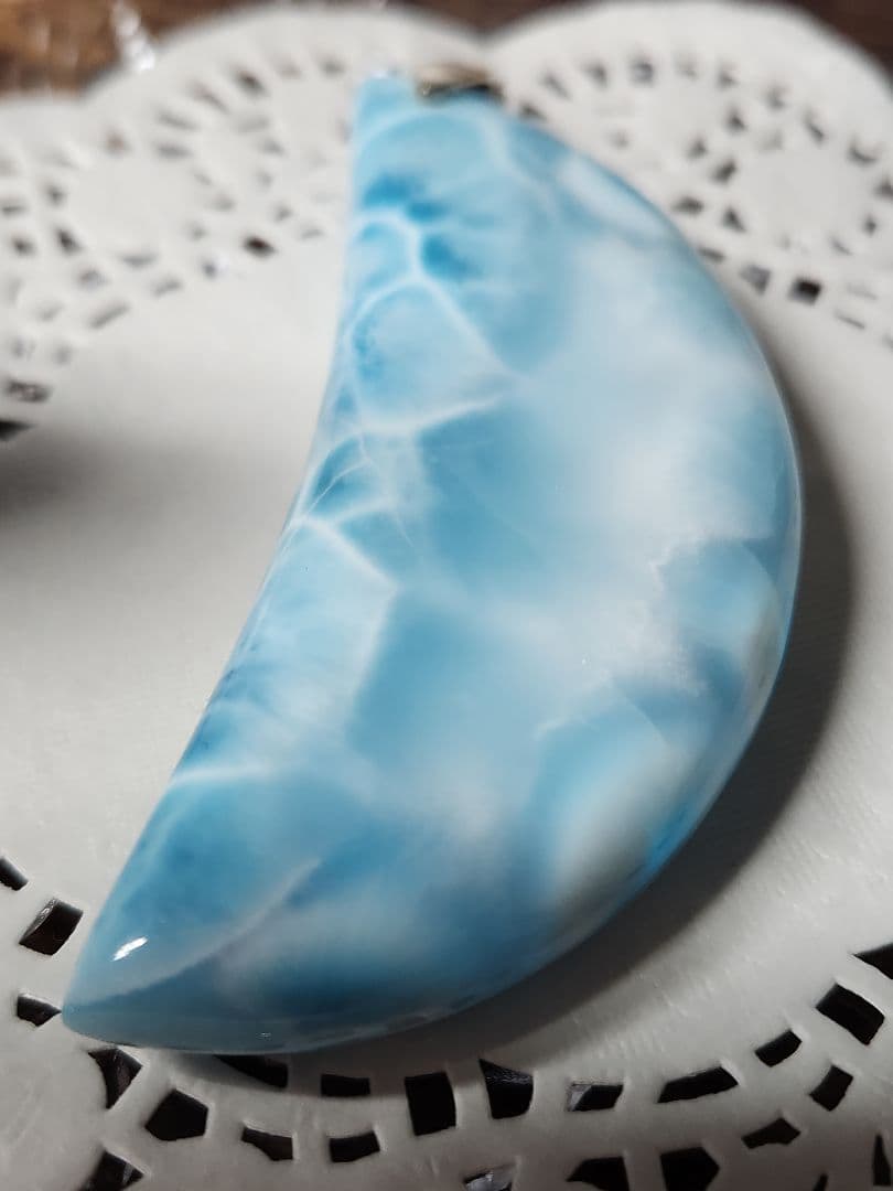 値下げ 特大 ラリマー 三日月 ペンダント