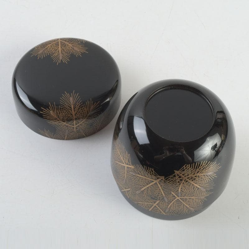 茶道具　三辻雪里作　若松蒔絵　棗　共布共箱　V　9316