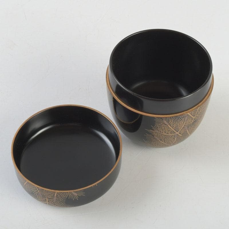 茶道具　三辻雪里作　若松蒔絵　棗　共布共箱　V　9316