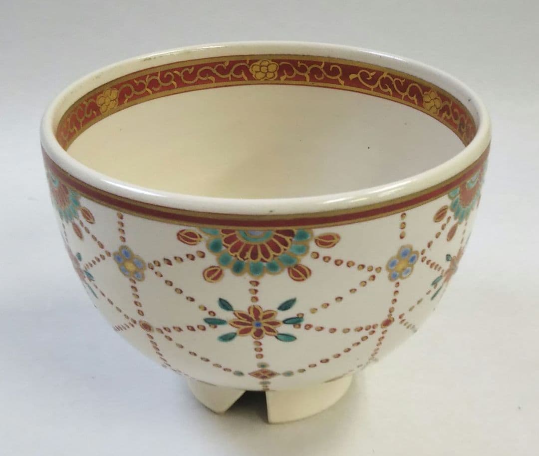 茶道具 茶碗 仁清 色絵 瓔珞 利昇窯 清水焼 京焼 新品