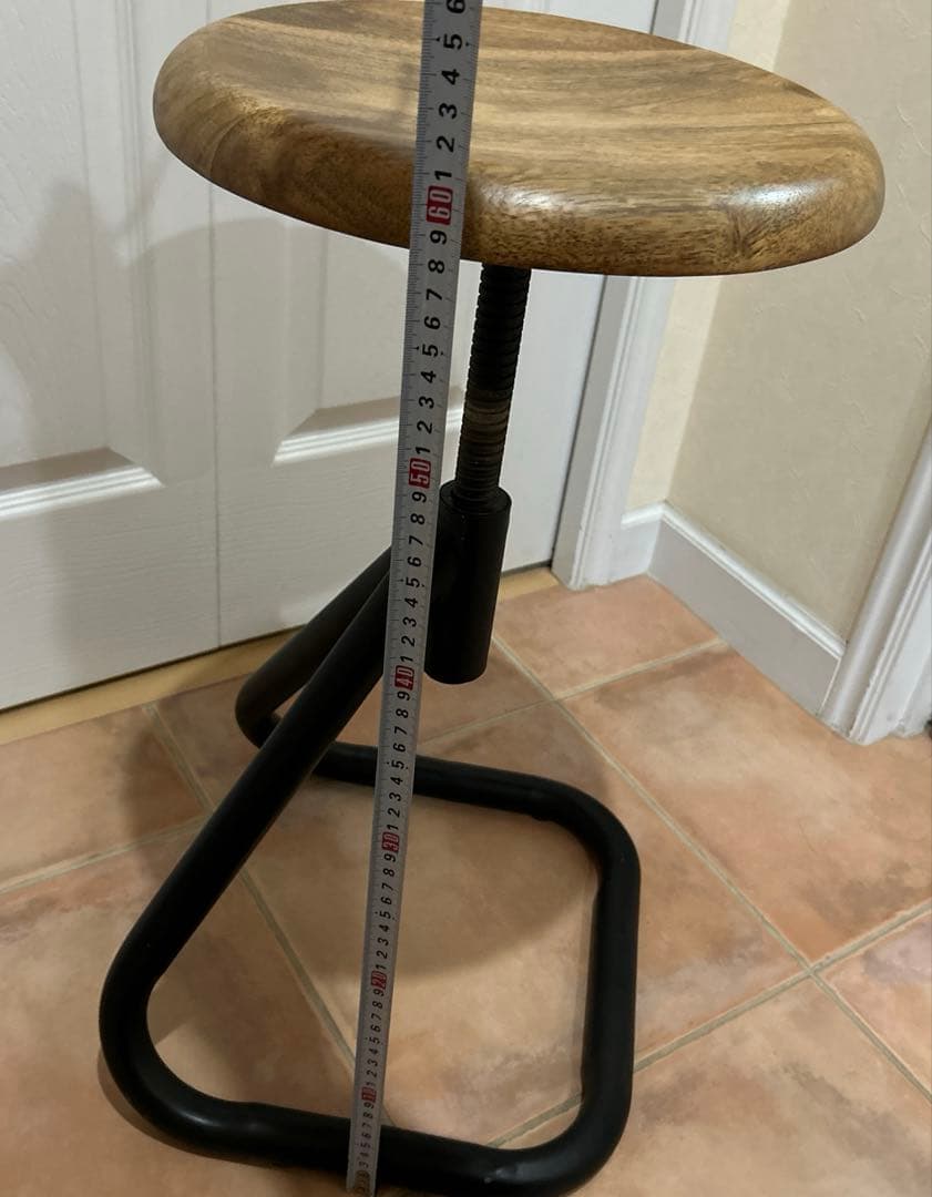 ★IRON STOOL インダストリアル　アイアン　鉄×無垢材　丸椅子　古材ネジ