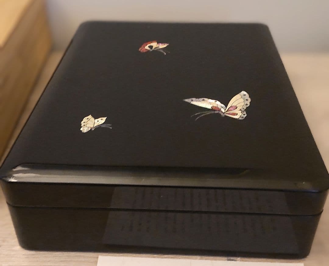 高級 高岡漆器 松翠作 青貝塗り 螺鈿 文庫 桐箱入り