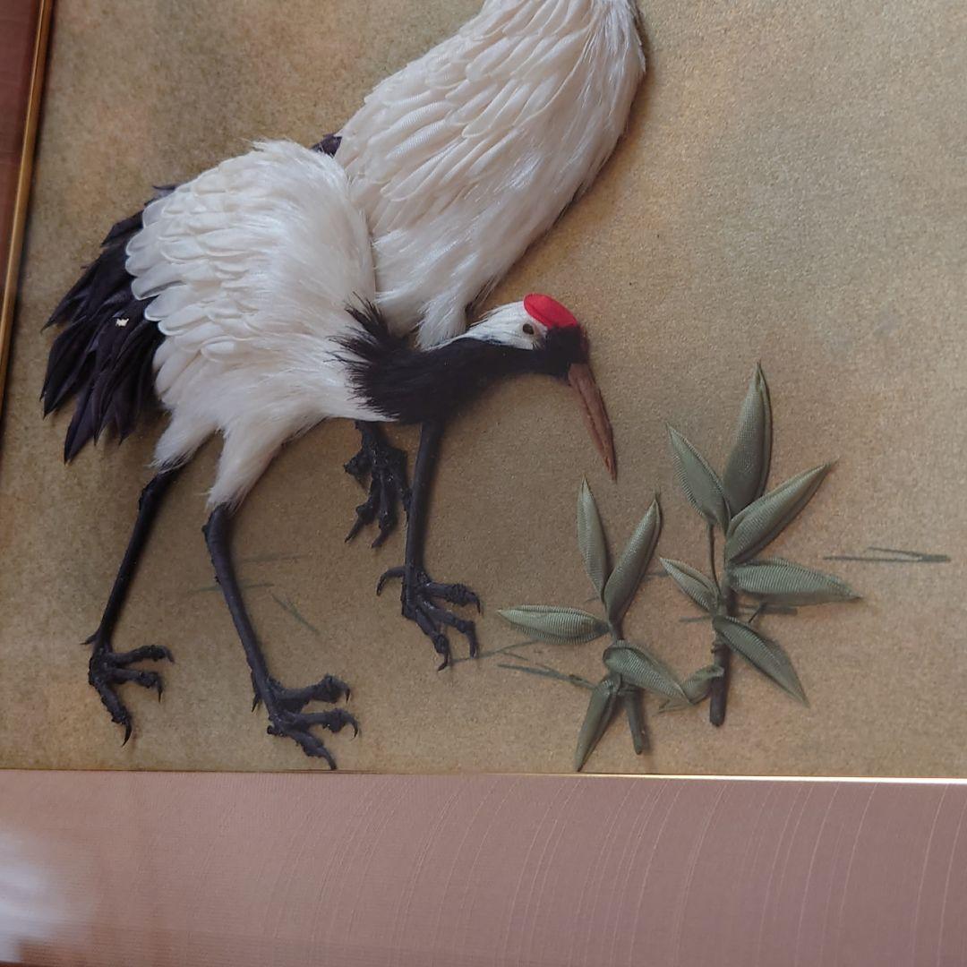 上品です夫婦鶴の刺繍額