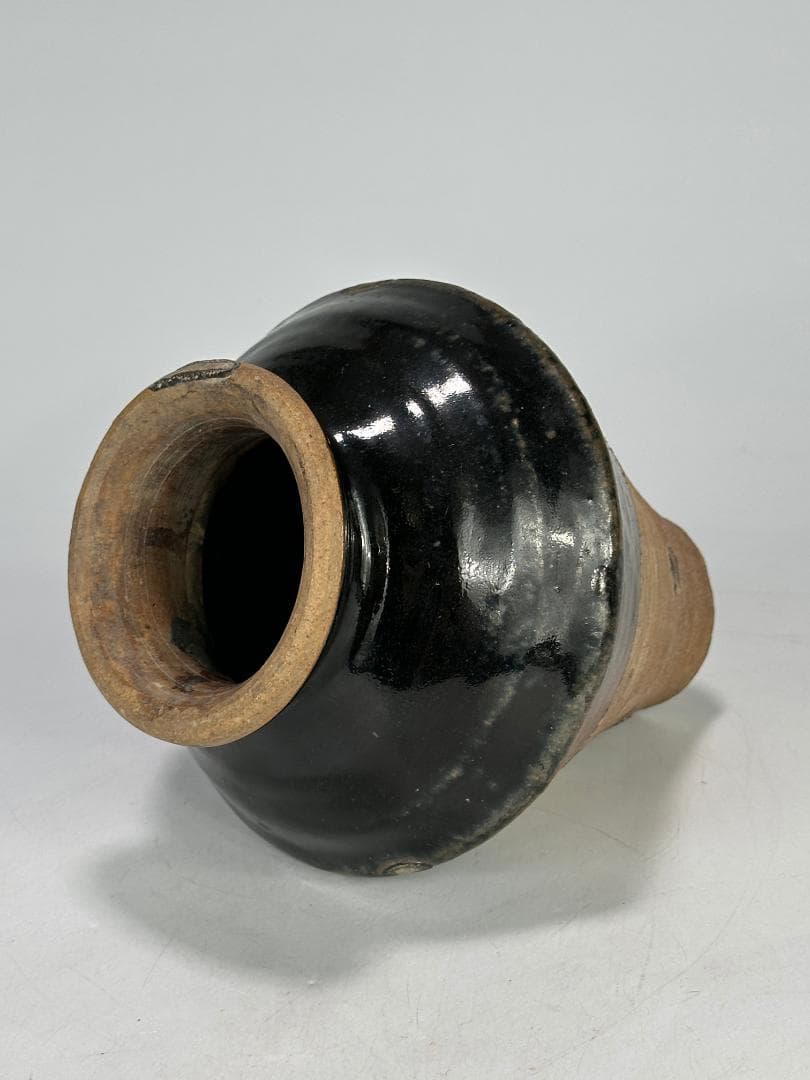 中国美術　元時代　黒釉　花瓶　花器　華道具