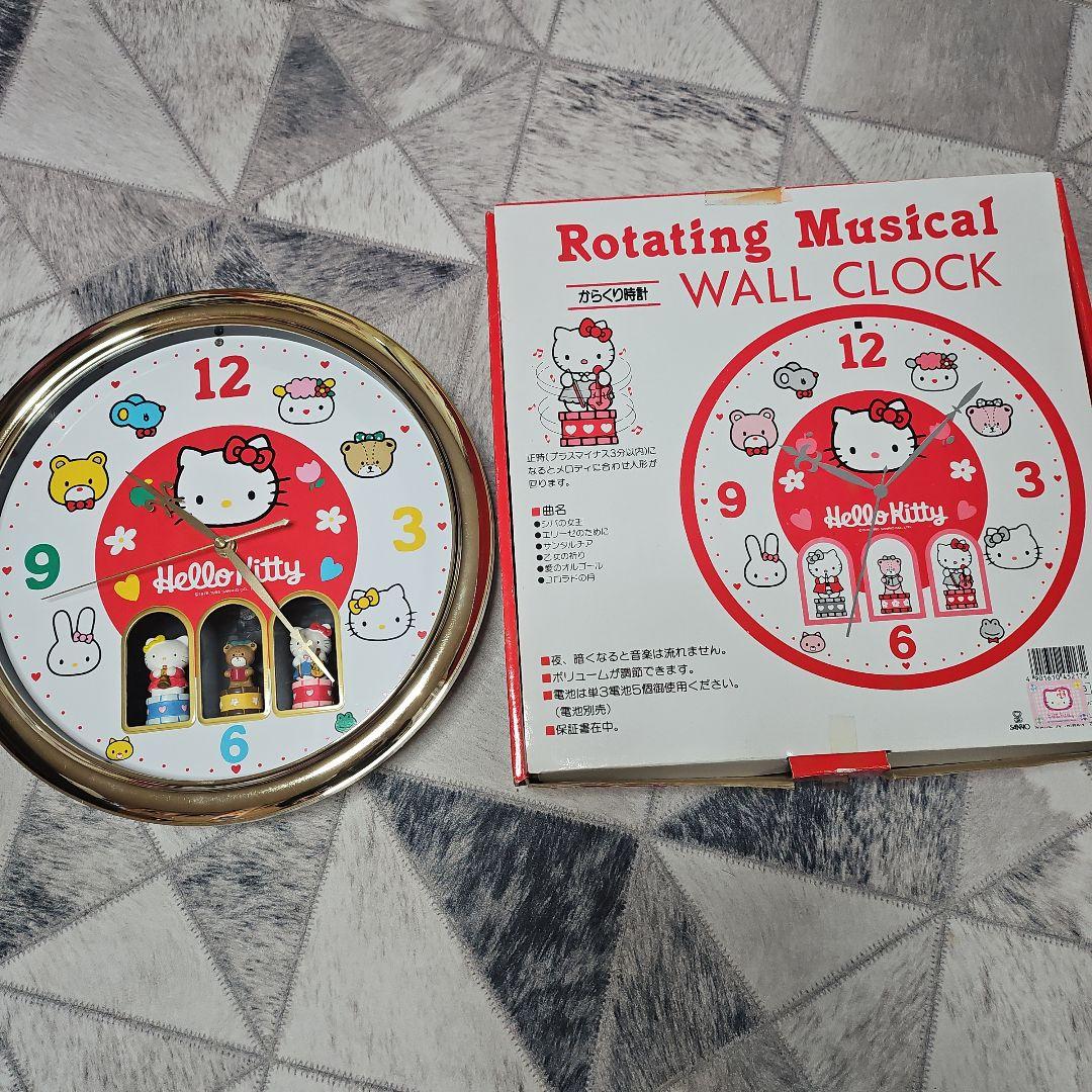 【エコメルカリ便発送】 当時物 レトロ ハローキティ からくり時計 掛け時計