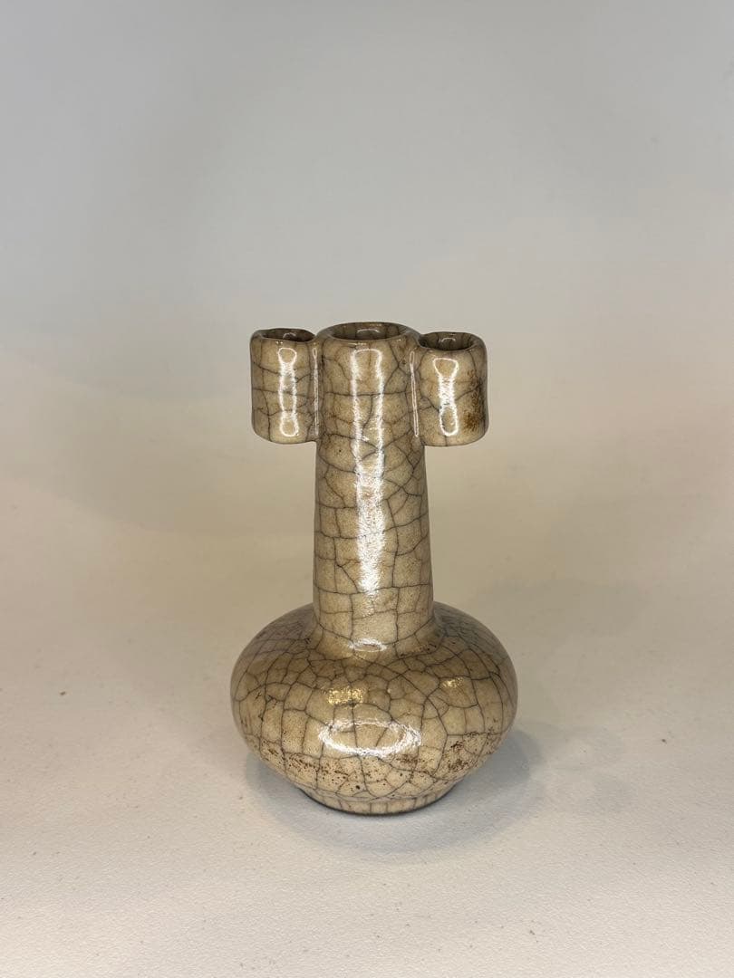 中国 宋代 哥窯 貫耳瓶 花瓶 開片釉 古陶磁 骨董品 時代物