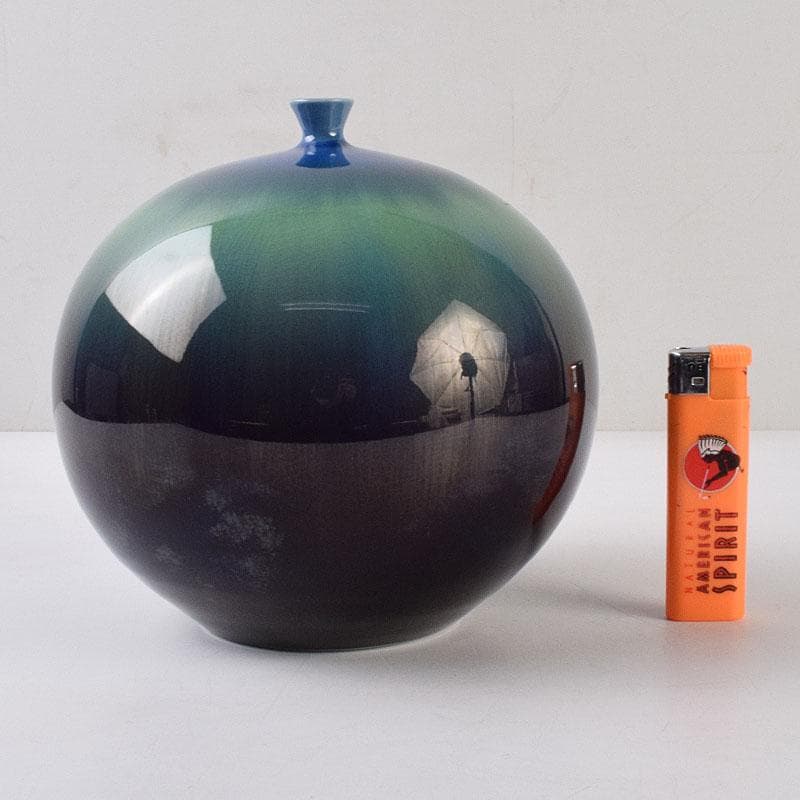 ジ〜p　柳雨軒　三代八十吉　徳田正彦作　彩釉　耀彩　壷　M　R9162H