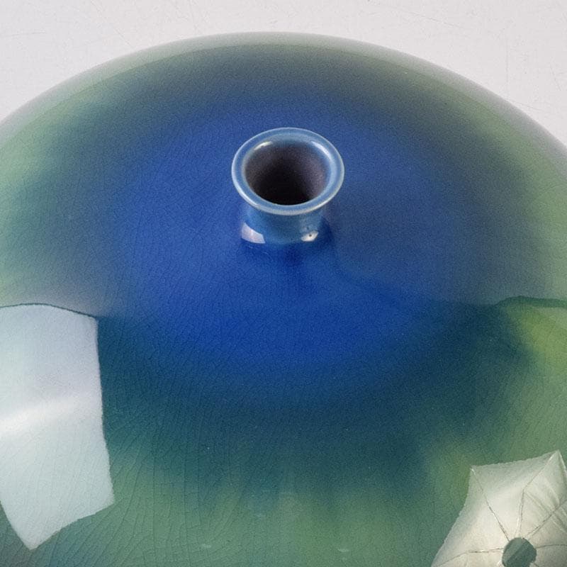 ジ〜p　柳雨軒　三代八十吉　徳田正彦作　彩釉　耀彩　壷　M　R9162H