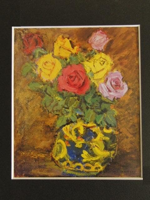 大津通臣、【ばら】、希少な限定額装用画集画、新品高級額 額装付、状態良好