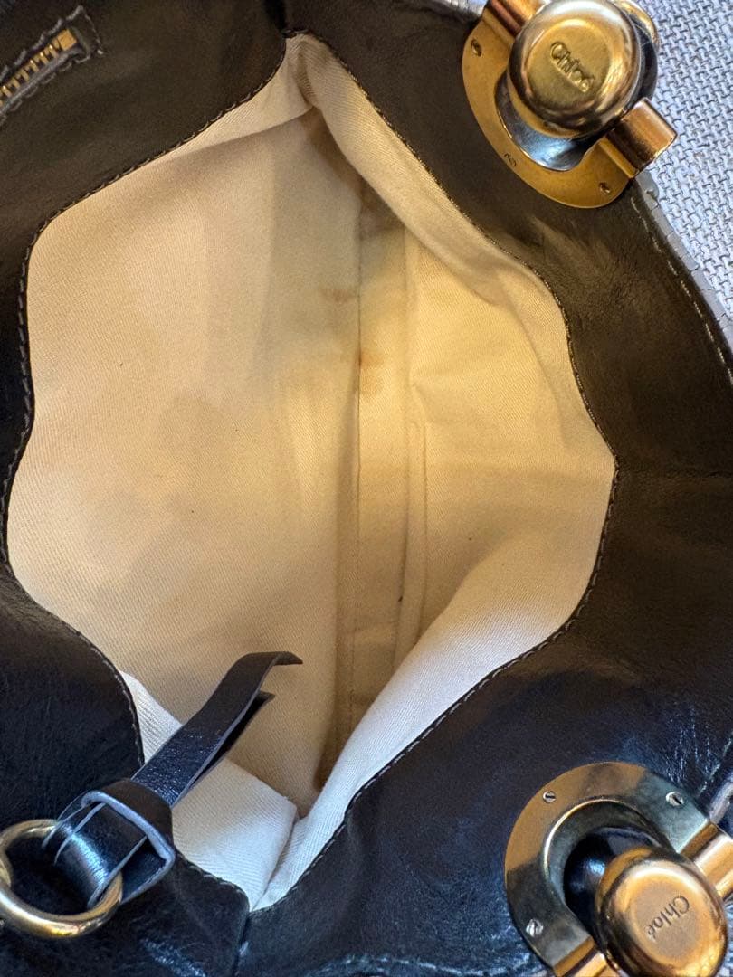 【美品/付属品付】Chloe エロイーズ 本革 ハンドバッグ 黒 Y2K 希少