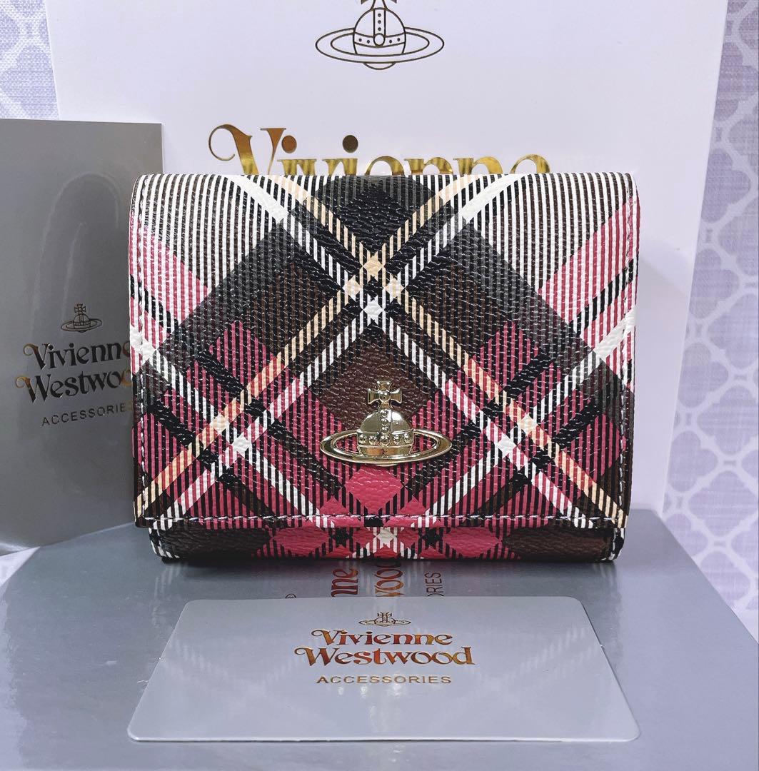 【可愛すぎ♡新品】可愛い ヴィヴィアン・ウエストウッド チェック 三折り財布