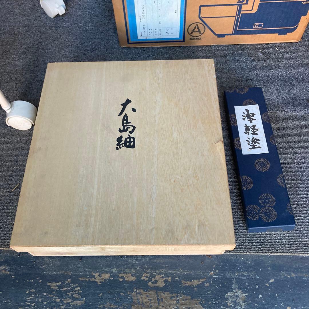 大島紬 ネクタイセット 津軽塗の箸付き
