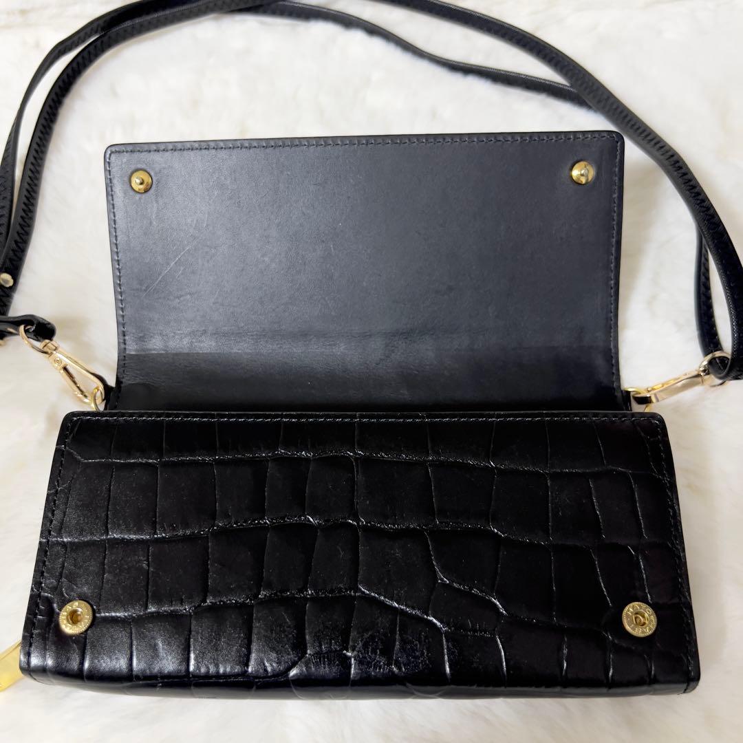 ADMJ ウォレットバッグ 長財布 2way スワロフスキー ビジュー ブラック