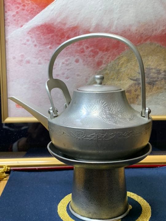 時代 錫製 酒器　骨董品 古美術 錫製 銚子錫半 松竹梅 酒盃