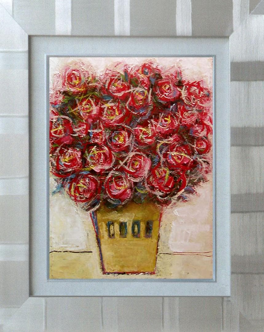油絵 菅家令子 絵 絵画 インテリア uF6-110902　花 ばら