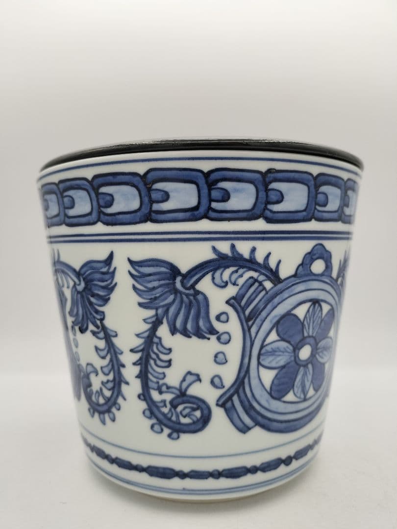 b626 水指 染付 オランダ写 西村徳泉 木箱 茶道具 古物