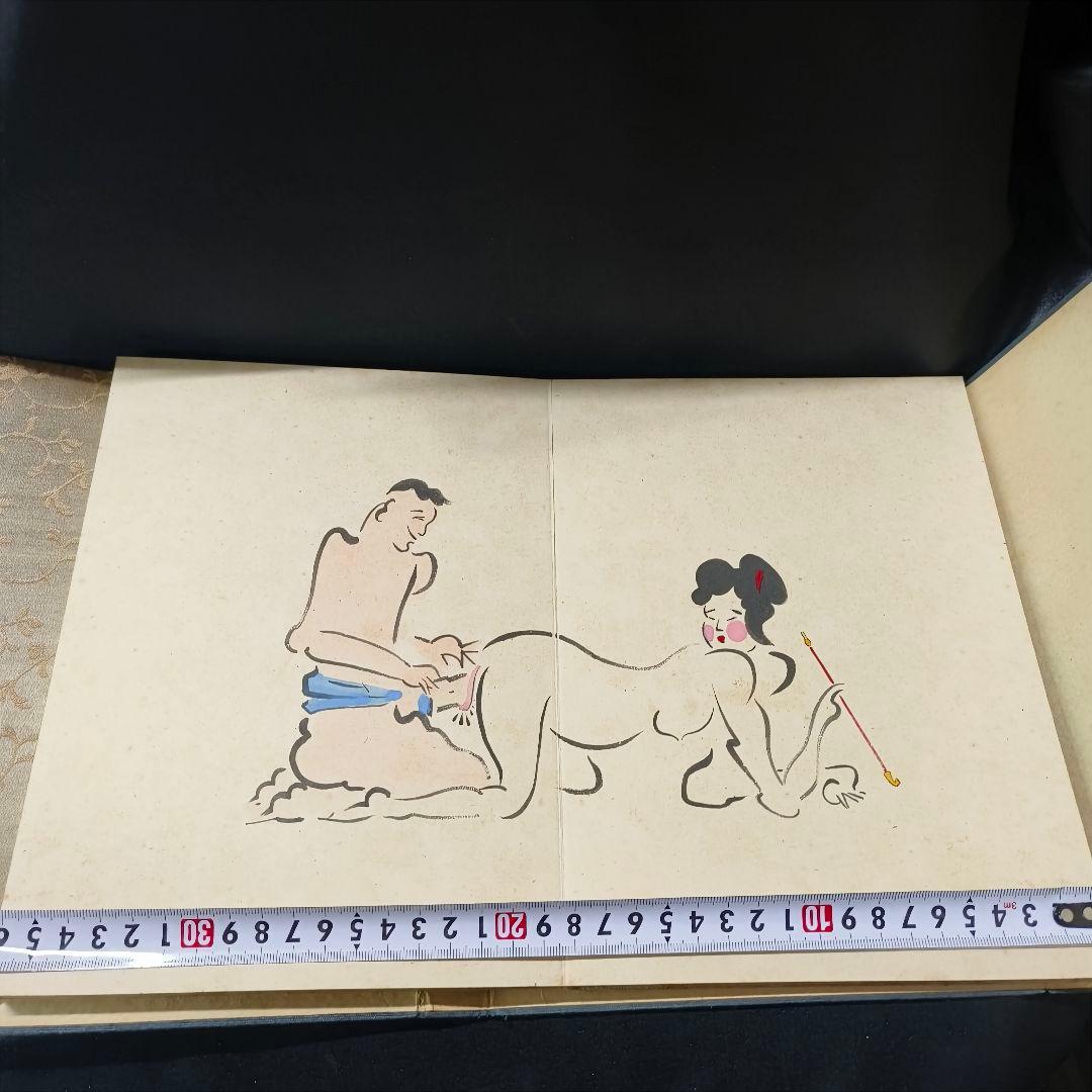 日本絵画 肉筆春画 天理教 御教祖傅 謹演 全14枚 古美術品 桐箱付 和骨董