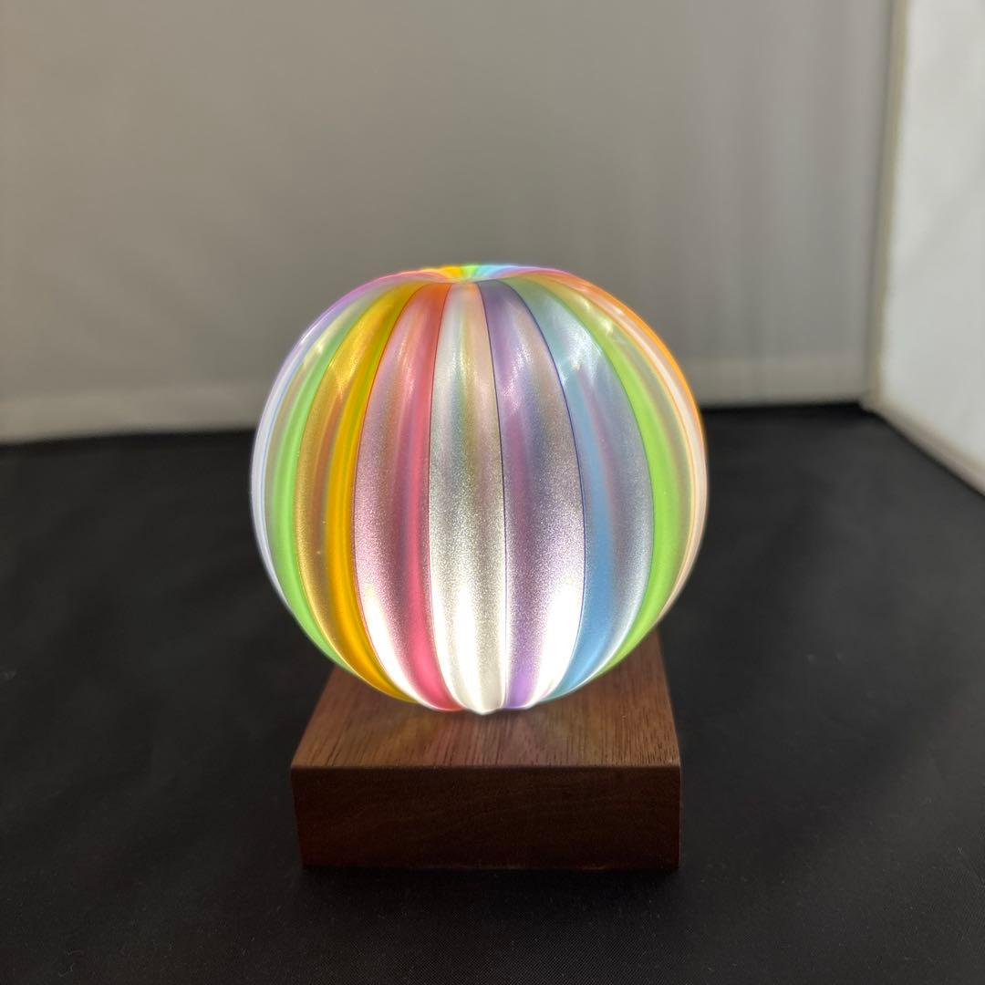 作家物　虹色ガラスの一輪挿し　未使用品
