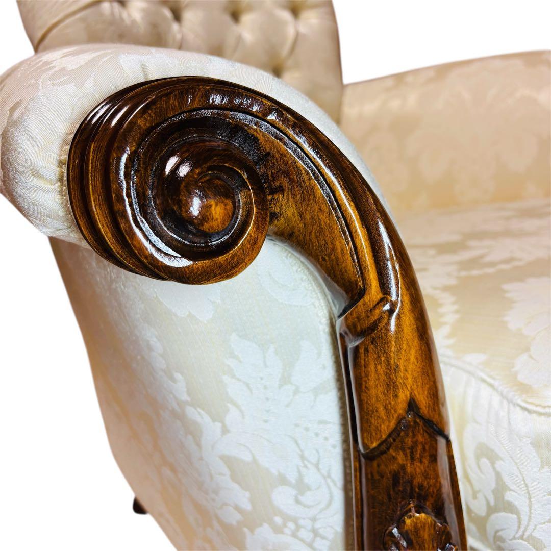 エクセレンテ　イタリア製　アームチェア　1人掛けソファ　ハイバック　猫足　ロココ