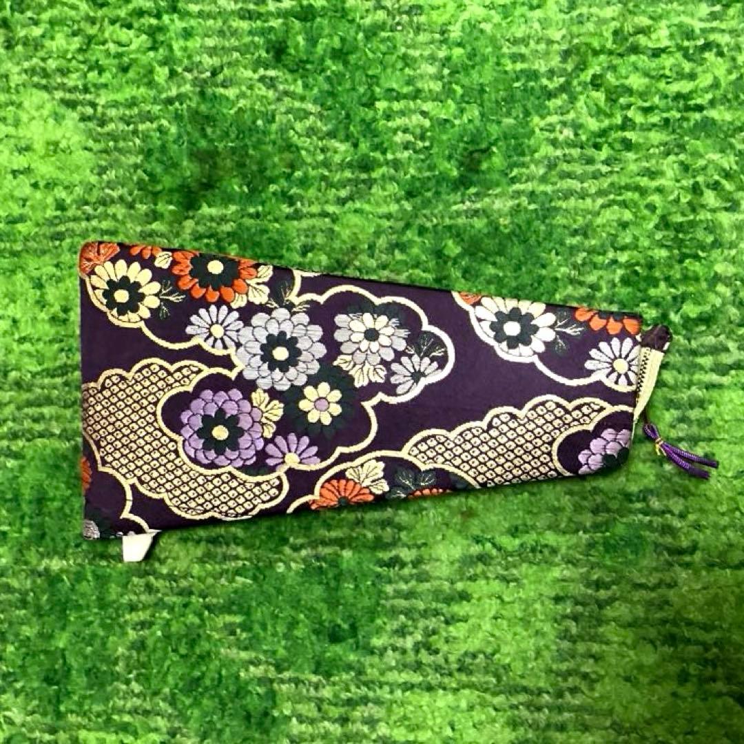 長唄用三味線バチ 紫色の花柄 ケース付き