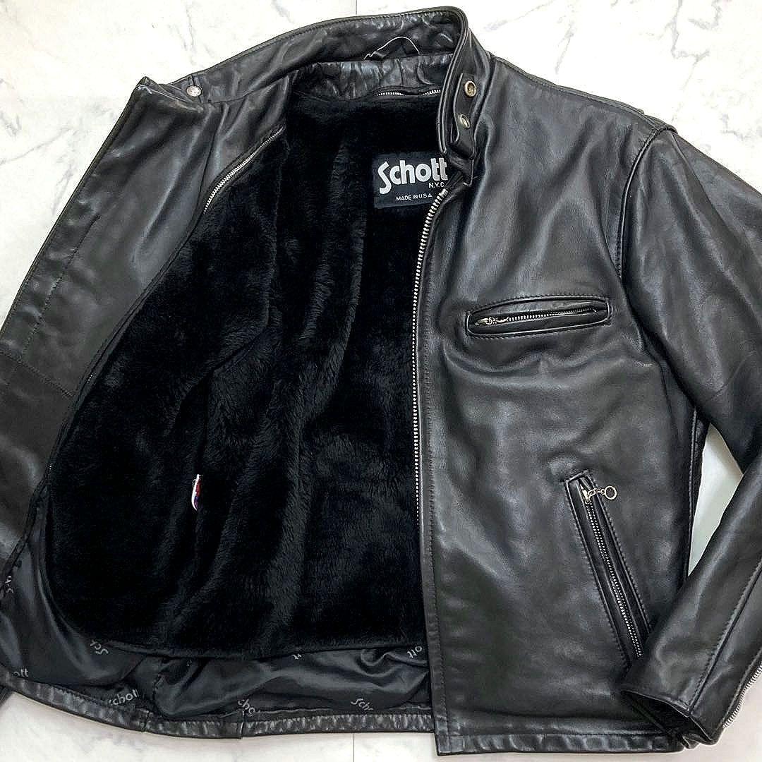 Schott ライダースジャケット レザー 641SP ボアライナー付き 38