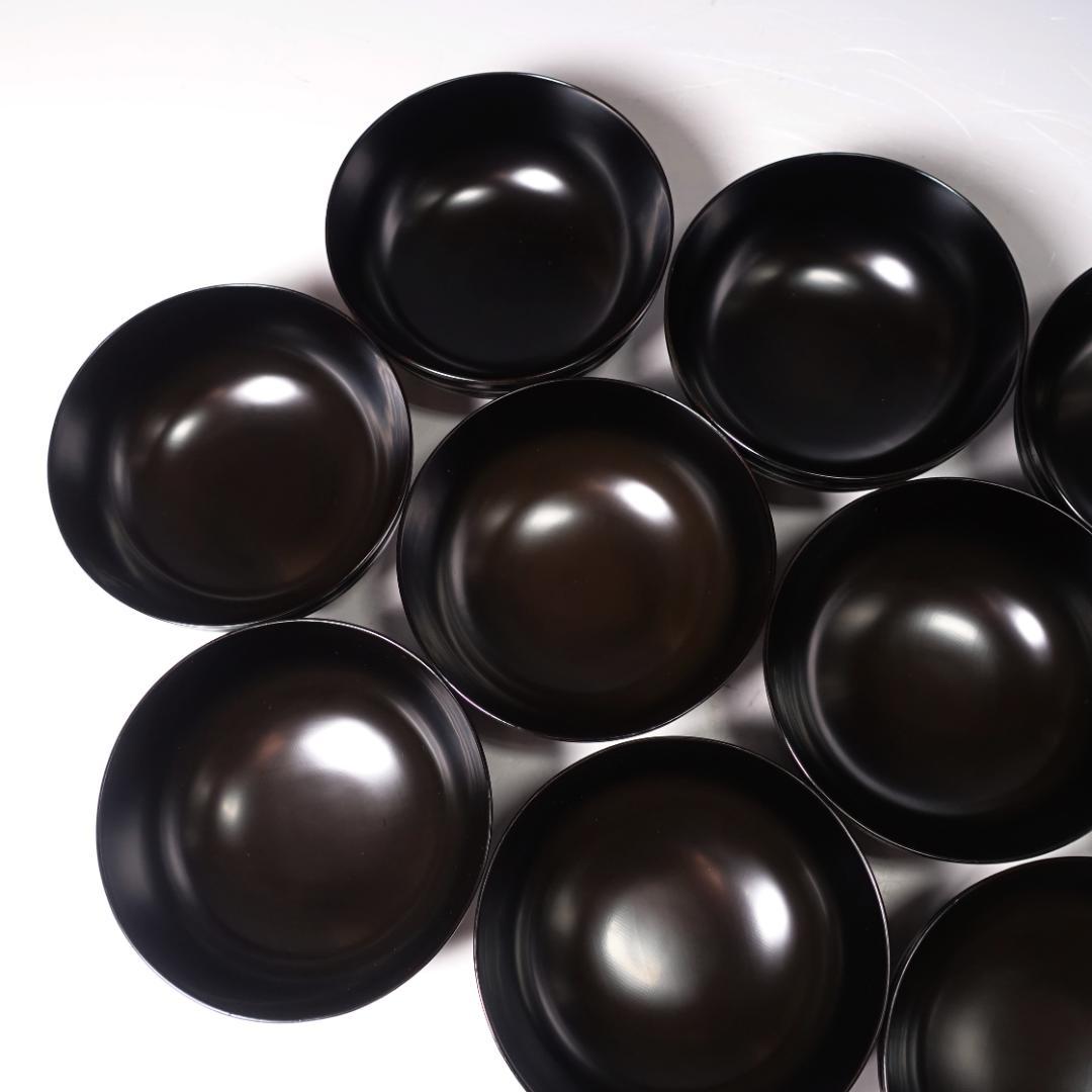 輪島塗師 堀川蒼雲 黒塗 糸目 見返七宝蒔絵 煮物椀 10客 共箱 天然木製