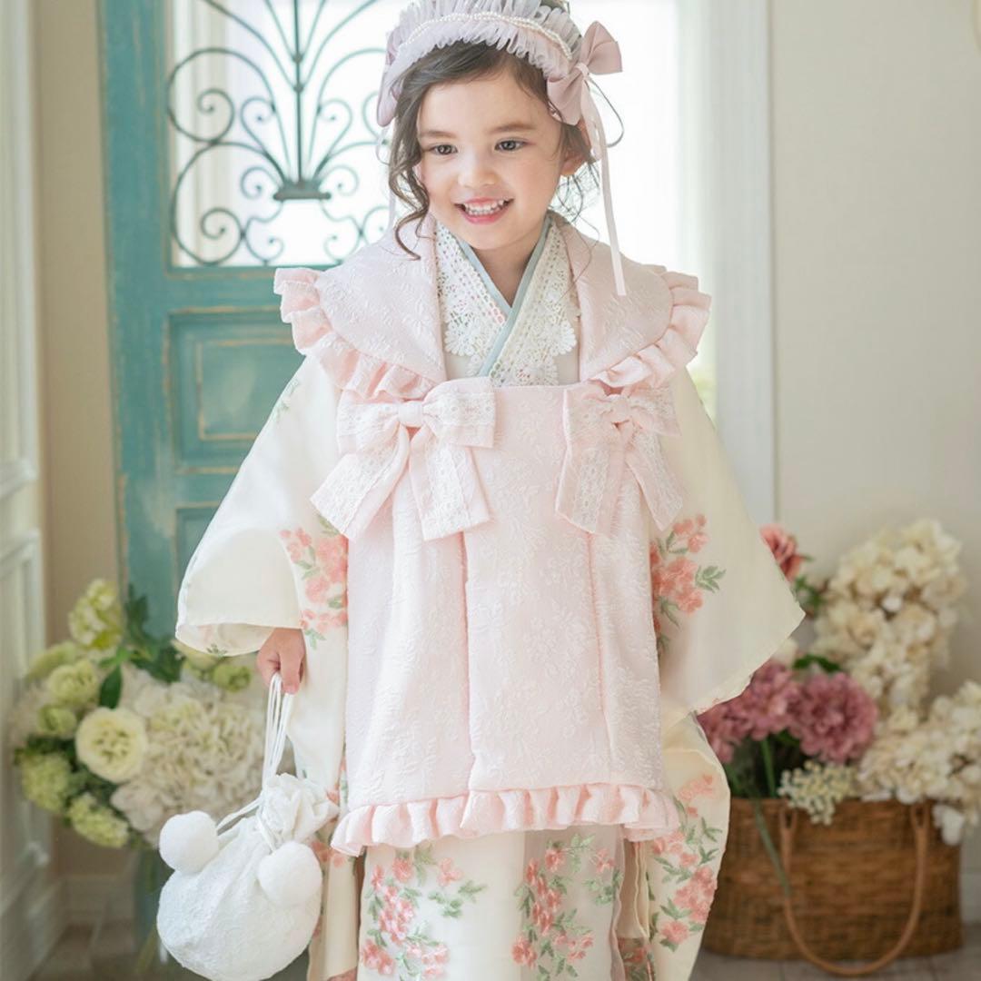 《値下げ》フラワーレース着物ワンピ+被布セット 90cm