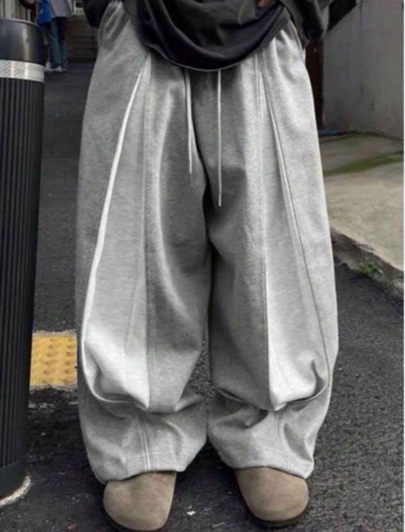 スウェットパンツ　男女兼用　ワイドパンツ　完売品　グレー　ホワイト　ストリート